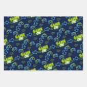 コントローラー・ゲーマーのネオングリーングローダークブルーゲーム ラッピングペーパーシート (正面3)