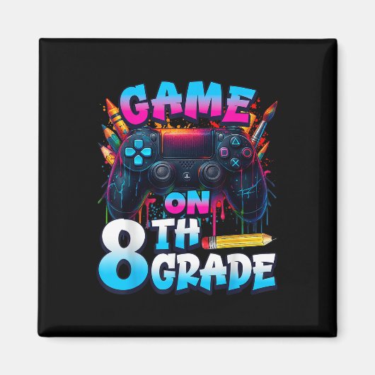 コントローラー ゲームオン 8年生 最初の学校の日 B マグネット (正面)