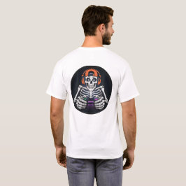 コントローラ付きクールスケルトンゲーマービデオゲーム Tシャツ