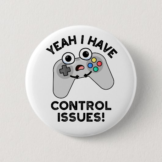 コントロールの問題があるおもしろいええビデオゲームのPun 缶バッジ (正面)