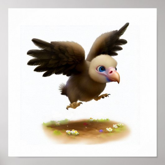 コンドル描写の3D水彩画像 ポスター (正面)