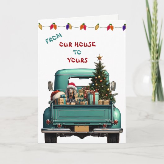 コンハウンドッグレトロファームトラッククリスマスカード シーズンカード (正面)