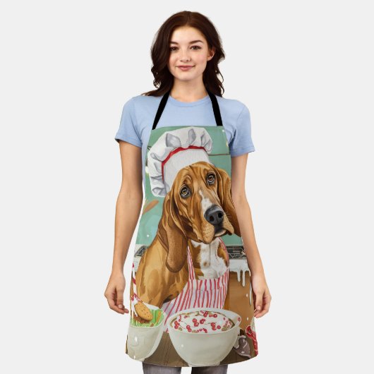 コンハウンドホリデーベーキング:フェスティバルクリスマス エプロン (着用した状態)