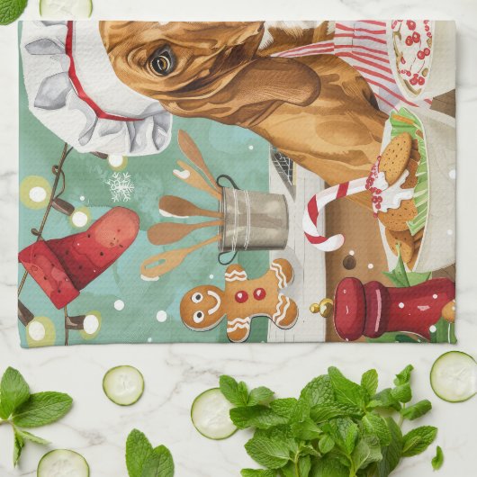 コンハウンドホリデーベーキング:フェスティバルクリスマス キッチンタオル (折り畳み)
