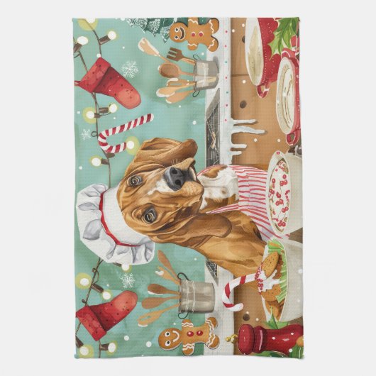 コンハウンドホリデーベーキング:フェスティバルクリスマス キッチンタオル (縦)