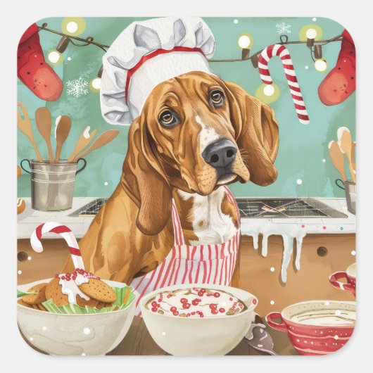 コンハウンドホリデーベーキング:フェスティバルクリスマス スクエアシール (正面)