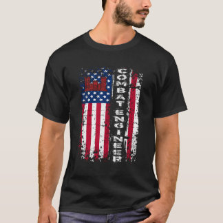 コンバットエンジ動揺してニアアメリカ国旗Uミリット Tシャツ