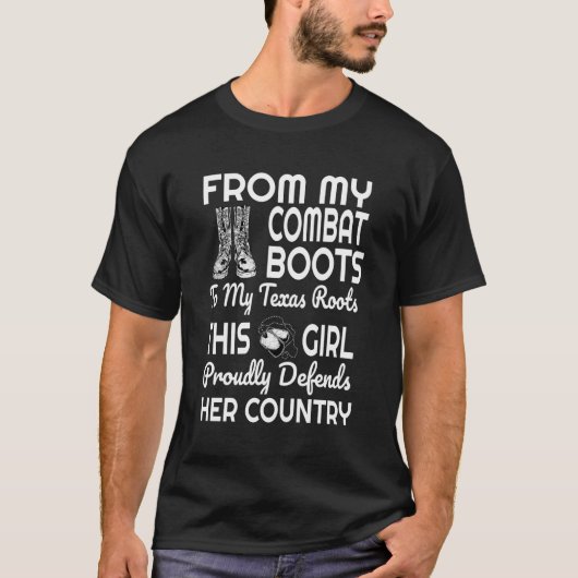 コンバットブーツテキサス州退役軍人S Tシャツ (正面)