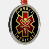 コンバットメディカルスカル&ソードクロスパッチ メタルオーナメント (右)