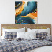 コンバージェンス - 抽象的な運動の場とゴールド キャンバスプリント (インサイチュ (寝室))