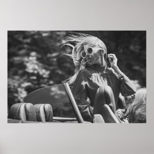 コンバーチかわいらしブル車の女性 ポスター