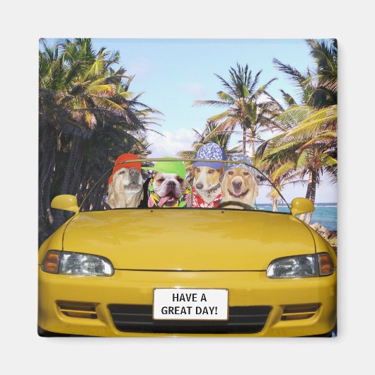 コンバーチブルでのカスタマイズ可能なおもしろい犬 マグネット (正面)