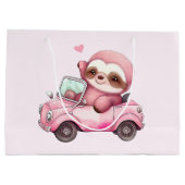 コンバーチブルで微笑むピンクスロース ラージペーパーバッグ (裏面)