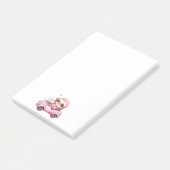 コンバーチブルを運転する笑顔のピンクのナマケモノ ポストイット (アングル)