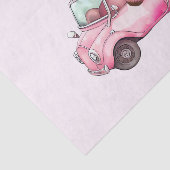 コンバーチブルを運転する笑顔のピンクのナマケモノ 薄葉紙 (詳細)