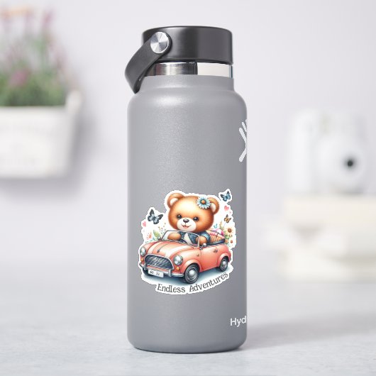 コンバーチブル車を運転するテディベア シール (HydroFlask)