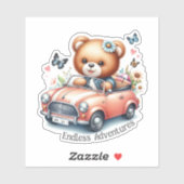 コンバーチブル車を運転するテディベア シール (シート)