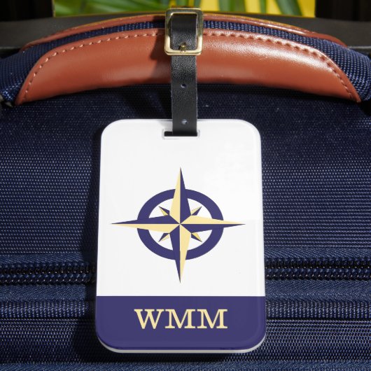 コンパカスタマイズスバラブルー&金ゴールドラゲージタグ ラゲッジタグ (正面インサイチュ2)