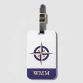 コンパカスタマイズスバラブルー&金ゴールドラゲージタグ ラゲッジタグ (正面縦)