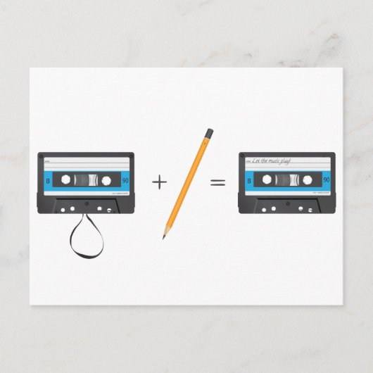 コンパクトなカセットテープによる問題解決。 ポストカード (正面)