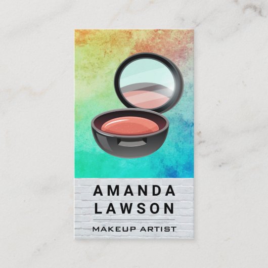 コンパクトな化粧 |白レンガのテクスチ絵を描ャ 予約カード (正面)