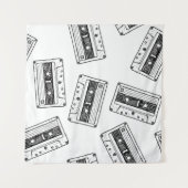 コンパクトカセット付きシームレスヴィンテージ  タペストリー (正面(横))