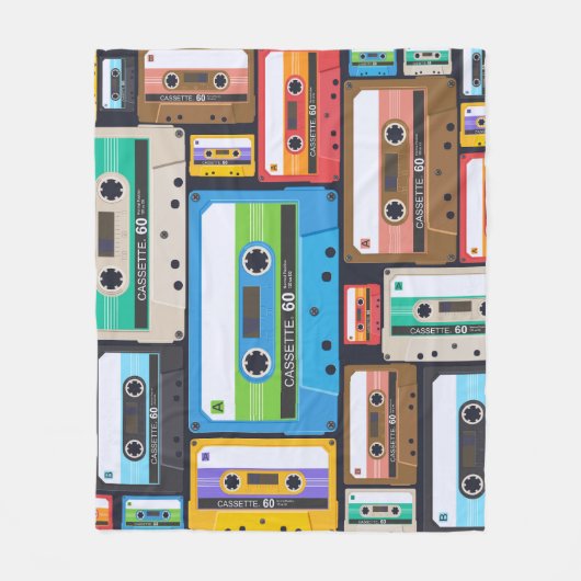 コンパクトカセット抽象芸術組成物 フリースブランケット (正面)