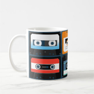 コンパクトカセット。セット.ヴィンテージイラストレーションフラット  コーヒーマグカップ