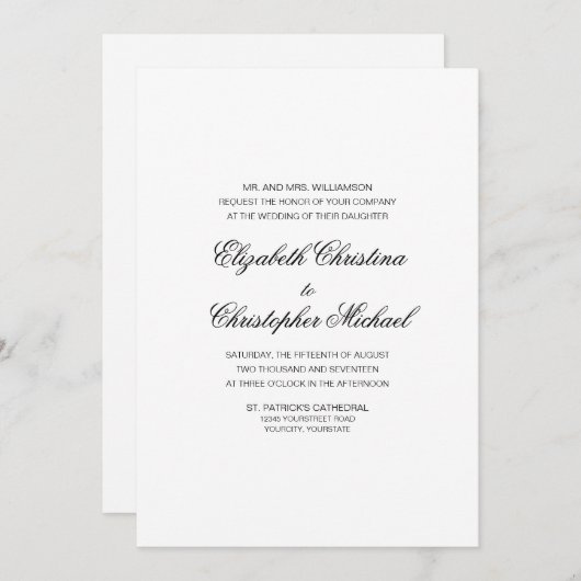 コンパクト伝統的エレガンス(披露宴なし) 招待状 (正面/裏面)