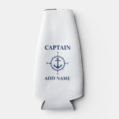 コンパスいかりキャプテン追加ネームボート名ホワイト ボトルクーラー (正面)