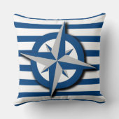 コンパスとストライプパター航海のインスパイアン クッション (裏面)