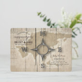 コンパスとワールドマップの婚約パーティ 招待状 (スタンド正面)