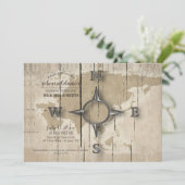 コンパスと世界地図のリハーサルディナーパーティー 招待状 (スタンド正面)