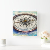 コンパスの雲 スクエア壁時計 (ホーム)