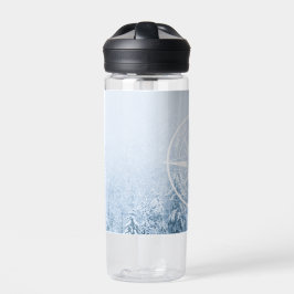 コンパススターエンブレムモノグラム冬スプルース林 ウォーターボトル