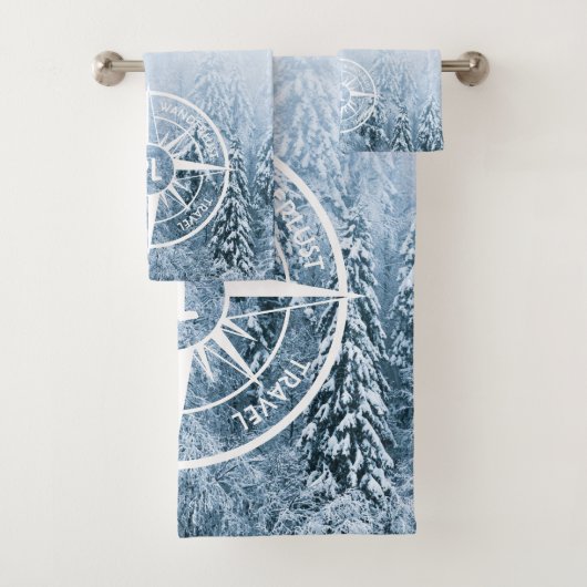 コンパススターエンブレムモノグラム冬スプルース林 バスタオルセット (インサイチュ)