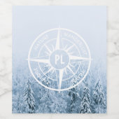 コンパススターエンブレムモノグラム冬スプルース林 ワインラベル (シングルラベル)