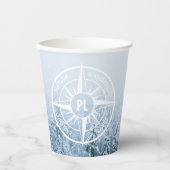 コンパススターエンブレムモノグラム冬スプルース林 紙コップ (正面)