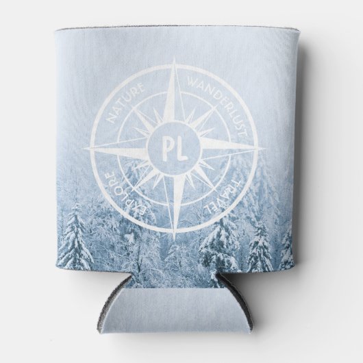 コンパススターエンブレムモノグラム冬スプルース林 缶クーラー (正面)