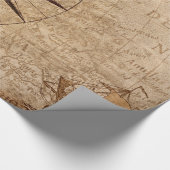 コンパスセーリング船ディスカバリー時代の世界地図 ラッピングペーパー (角)