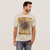 コンパスセーリング船ディスカバリー時代の世界地図 Tシャツ (正面フル)