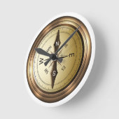 コンパスノースサウスイーストウエスト ラウンド壁時計 (傾斜)