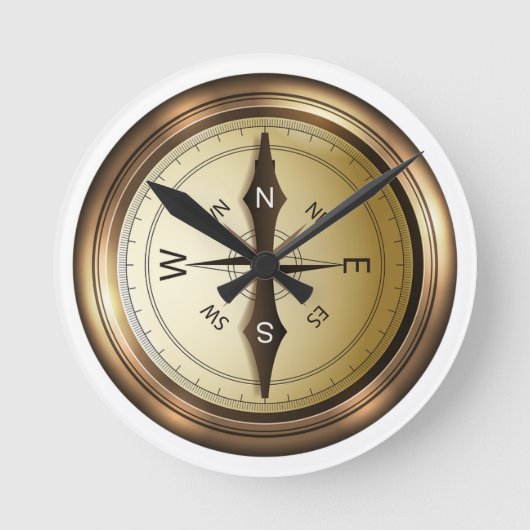 コンパスノースサウスイーストウエスト ラウンド壁時計 (正面)