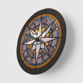 コンパスバラステンドグラス時計 ラウンド壁時計 (傾斜)