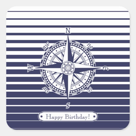 コンパスバラブルーストライプズ スクエアシール (正面)