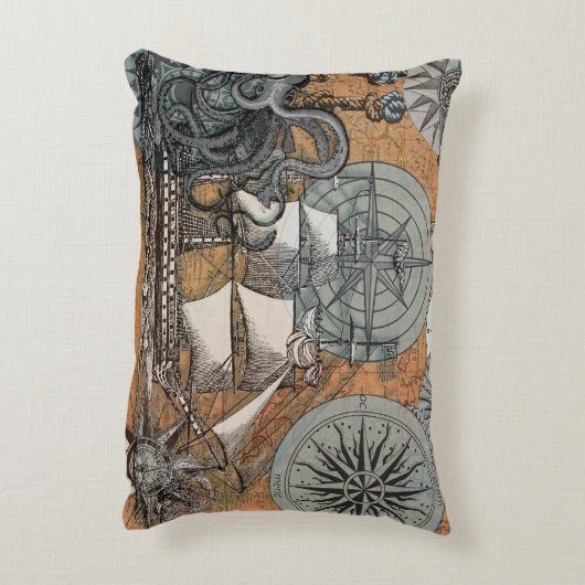 コンパスバラヴィンテージ航海のタコ船 アクセントクッション (裏面(縦))
