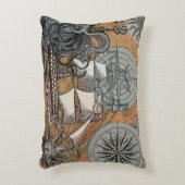 コンパスバラヴィンテージ航海のタコ船 アクセントクッション (正面(垂直))