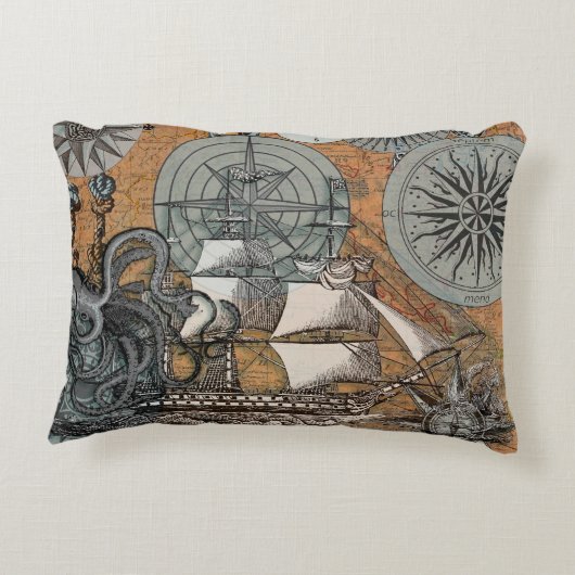 コンパスバラヴィンテージ航海のタコ船 アクセントクッション (裏面)
