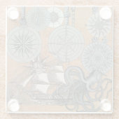 コンパスバラヴィンテージ航海のタコ船 ガラスコースター (裏面)