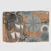 コンパスバラヴィンテージ航海のタコ船 ゴルフタオル (横)